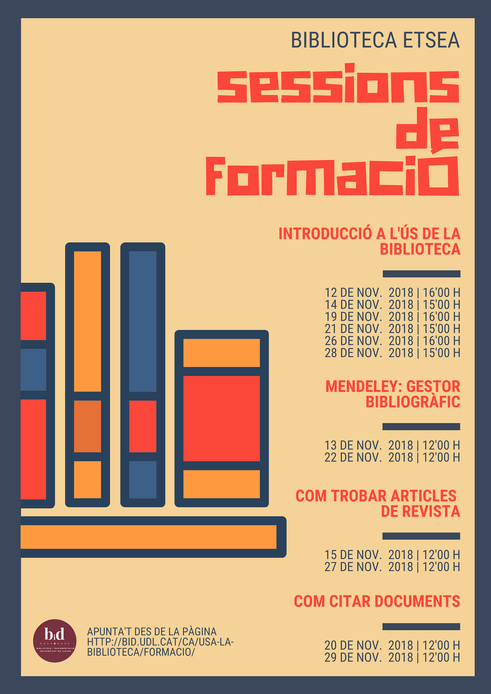 Sessions de formació - Biblioteca ETSEA - novembre 2018