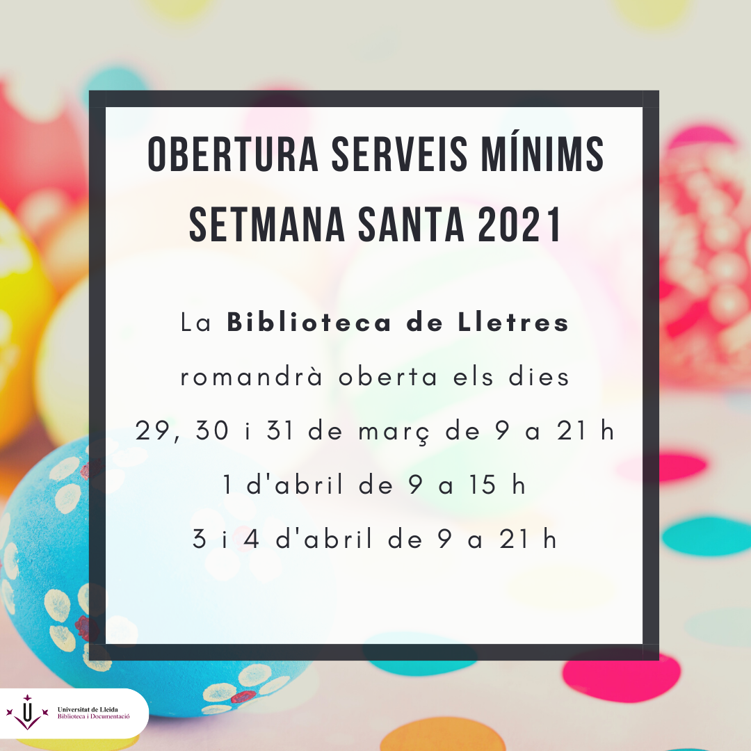 LES BIBLIOTEQUES DE LA UDL ESTARAN TANCADES