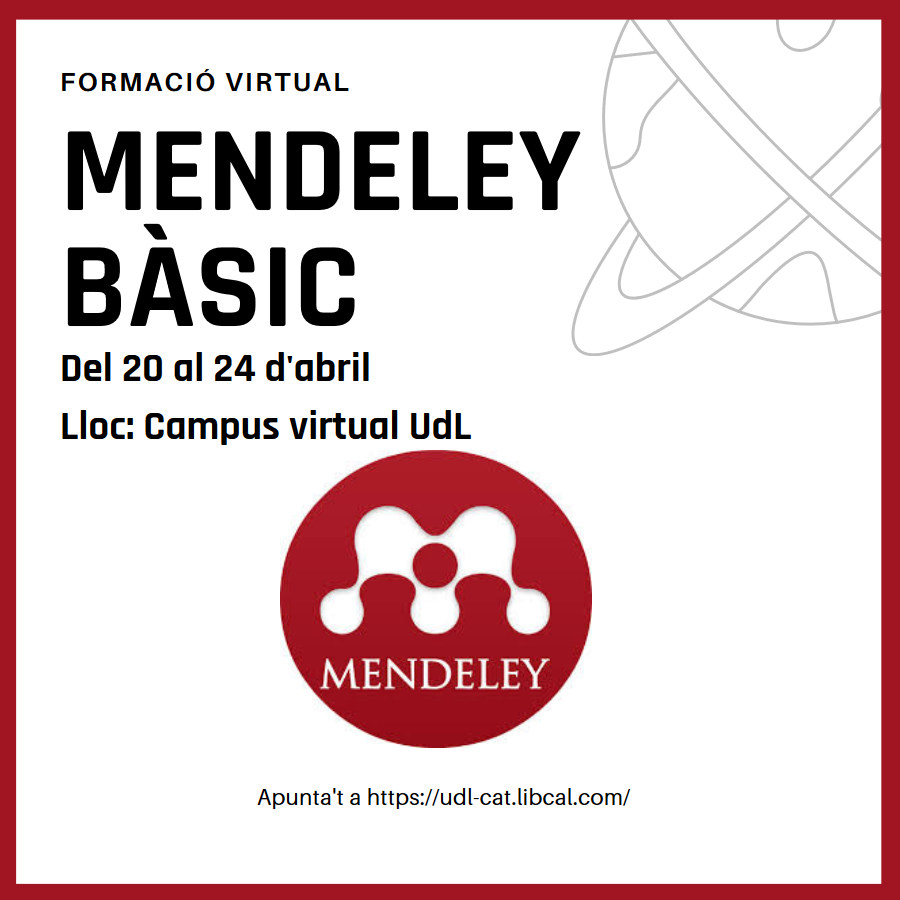 Mendeley bàsic, del 20 al 24 d'abril