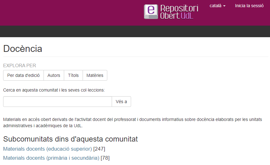 Comunitat Docència Repositori Obert UdL