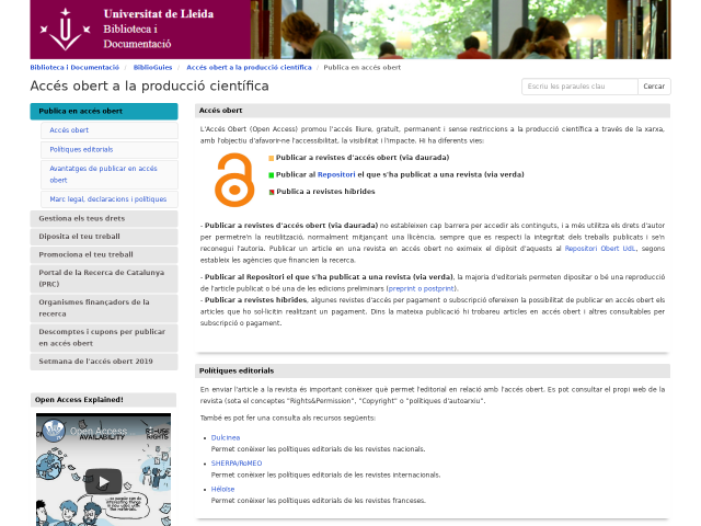 Biblioguia Accés obert a la producció científica