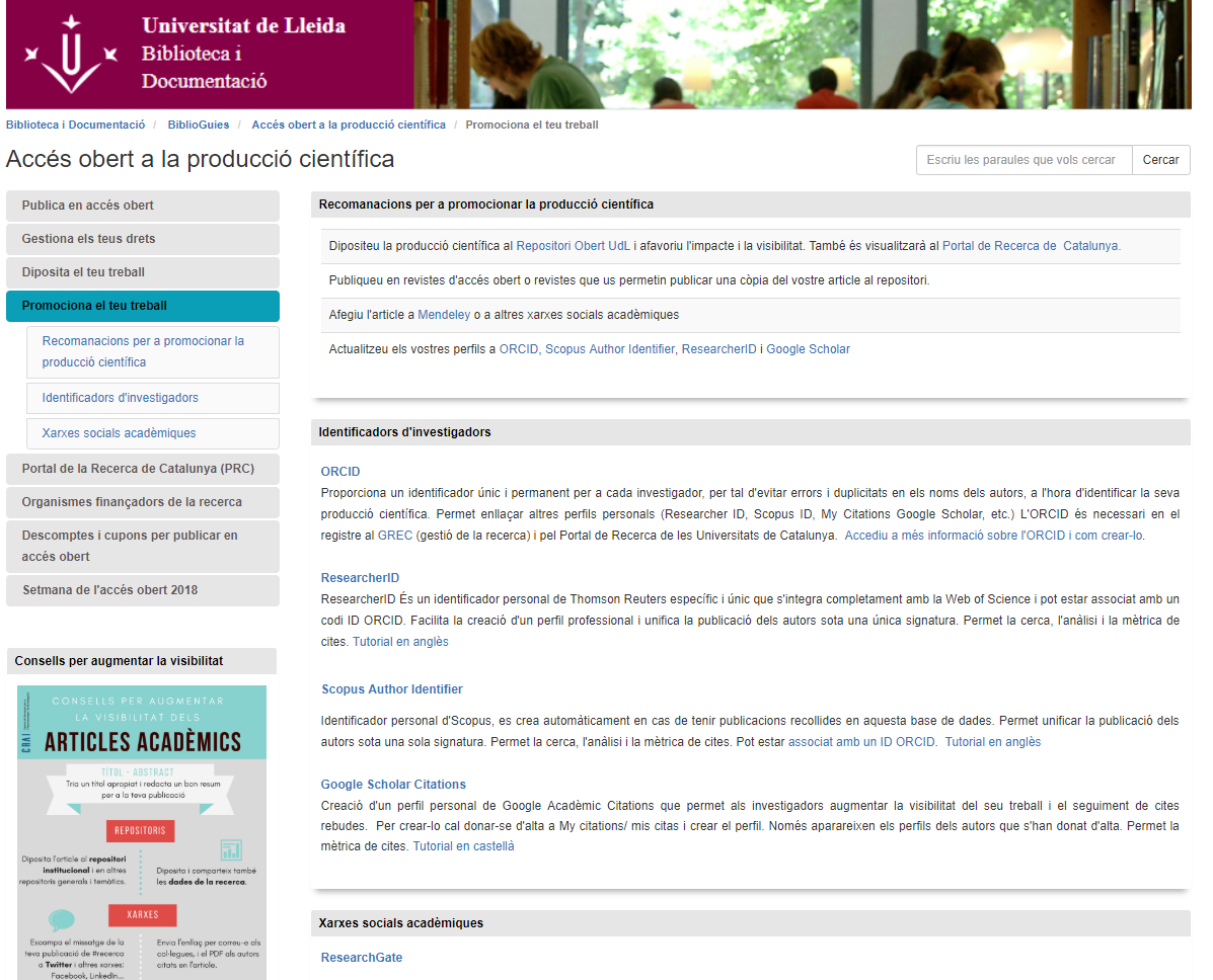 Promociona el teu treball (Accés obert a la producció científica)